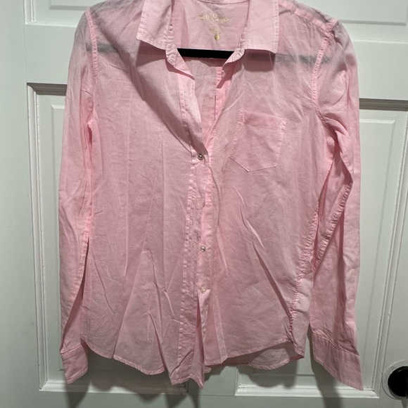 Lilly Pulitzer Women's Pink Button-Up Shirt 100% Cotton Size Small - Picture 2 of 5